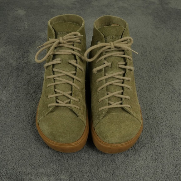 Birkenstock Shoes - Birkenstock Bend Mid Sneaker Womens 38 Olive Green Suede Nubuck Leather Lace Up